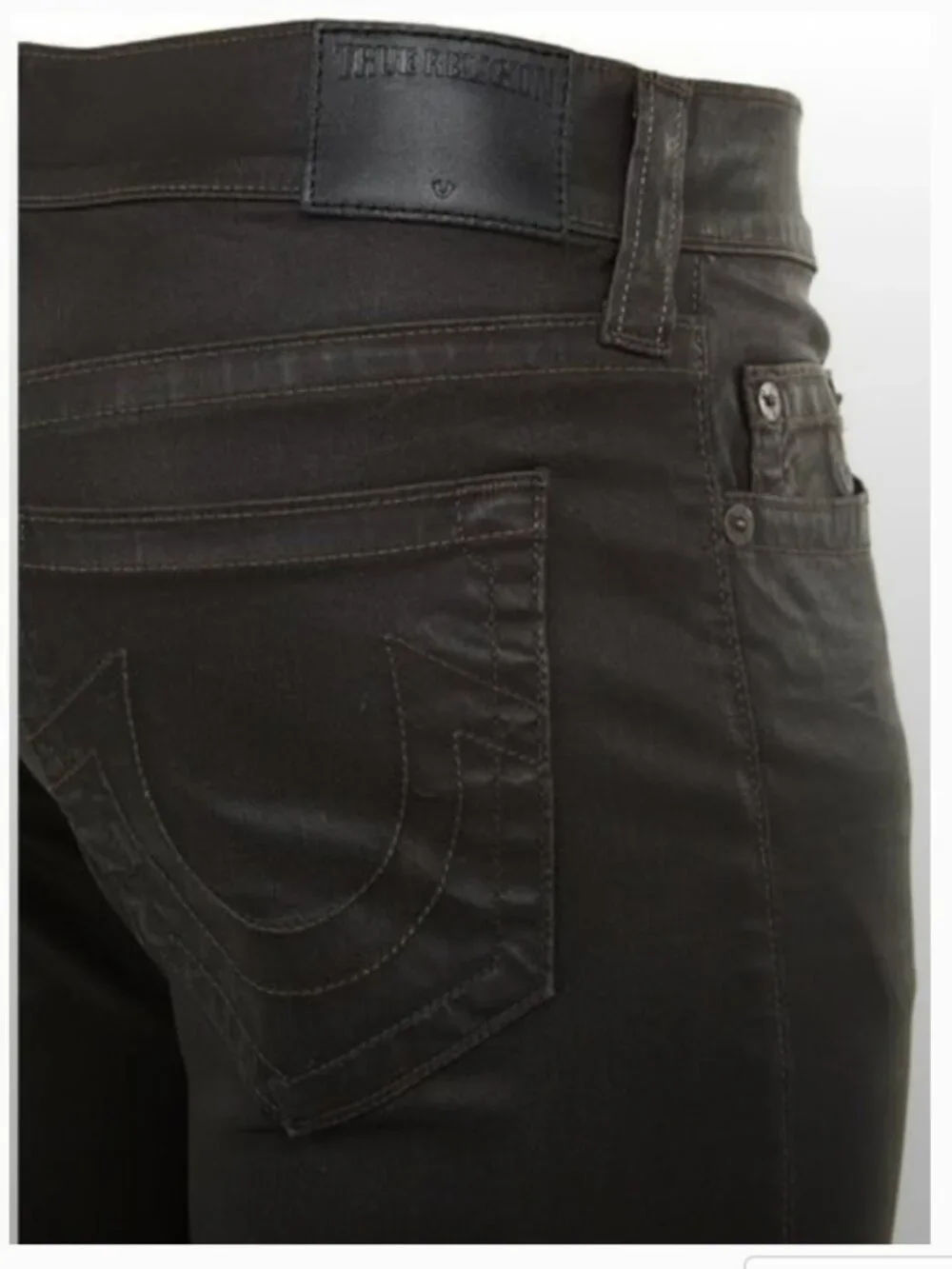 NWT True Religion Dean Relaxed Tapered Cut Leatherlike Pant Black Size 38